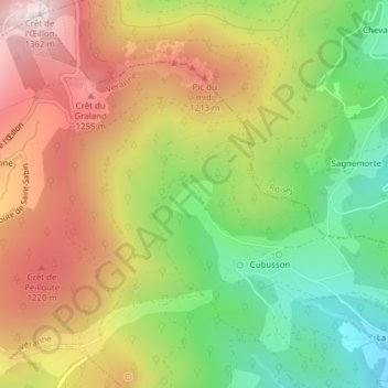 Topografische Karte L'Oronge, Höhe, Relief