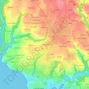 Topografische Karte La Villeneuve, Höhe, Relief