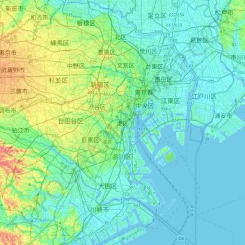 Topografische Karte Minato, Höhe, Relief