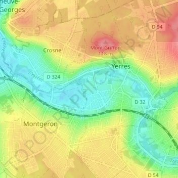 Topografische Karte Résidence de la Grande Prairie, Höhe, Relief