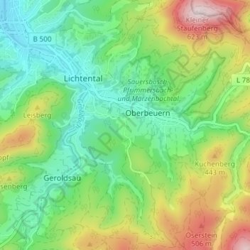 Topografische Karte Seelach, Höhe, Relief