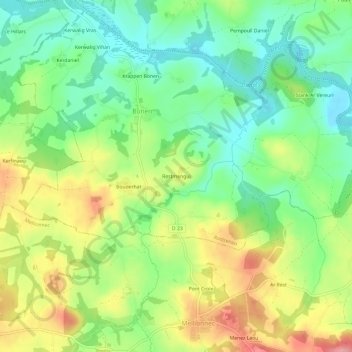 Topografische Karte Restmengui, Höhe, Relief