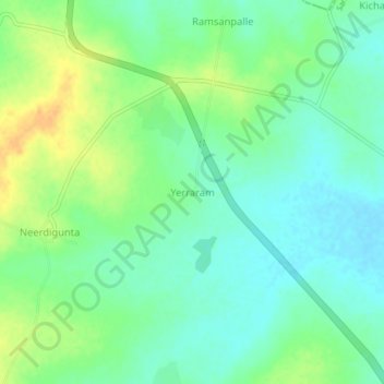 Topografische Karte Yerraram, Höhe, Relief