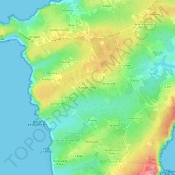 Topografische Karte Kerellot Treflez, Höhe, Relief