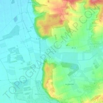Topografische Karte Anwalting, Höhe, Relief