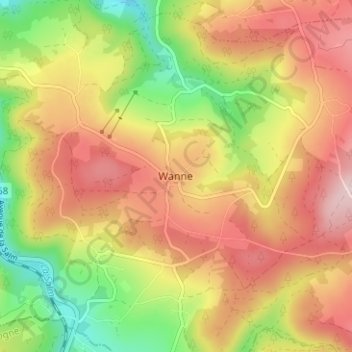 Topografische Karte Wanne, Höhe, Relief