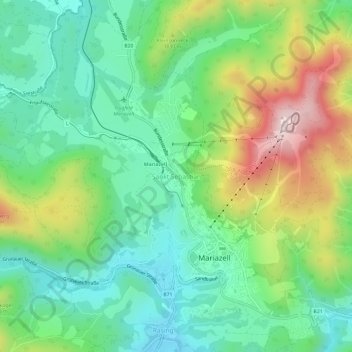 Topografische Karte Sankt Sebastian, Höhe, Relief