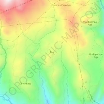 Topografische Karte Tual, Höhe, Relief