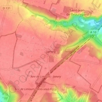 Topografische Karte Janvry, Höhe, Relief