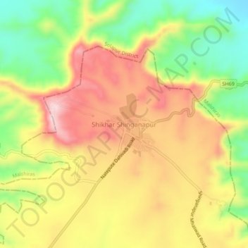 Topografische Karte Shikhar Shinganapur, Höhe, Relief