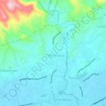 Topografische Karte Pasonanca, Höhe, Relief