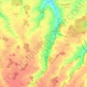 Topografische Karte Weichstetten, Höhe, Relief