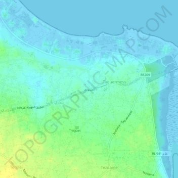 Topografische Karte Fetouri, Höhe, Relief