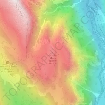 Topografische Karte Monte Specie, Höhe, Relief