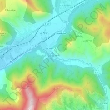 Topografische Karte Jouquetti, Höhe, Relief