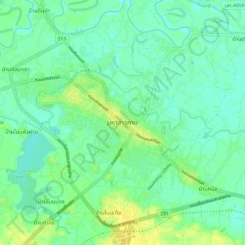 Topografische Karte Maha Sarakham, Höhe, Relief