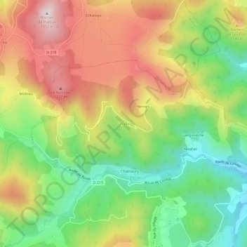 Topografische Karte Chalix, Höhe, Relief