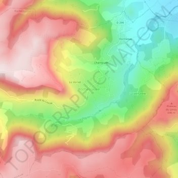 Topografische Karte Rochessauve, Höhe, Relief