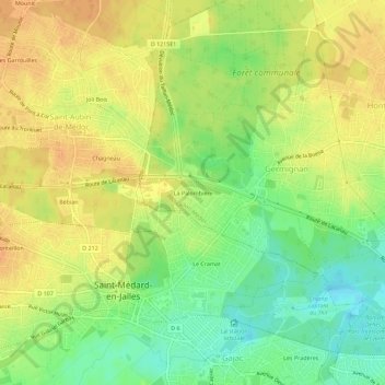 Topografische Karte La Palombière, Höhe, Relief