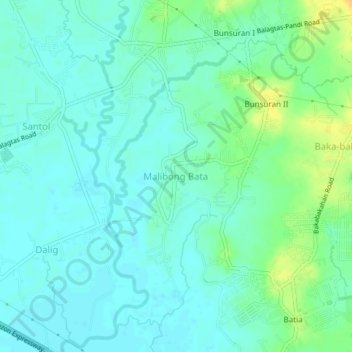 Topografische Karte Malibong Bata, Höhe, Relief