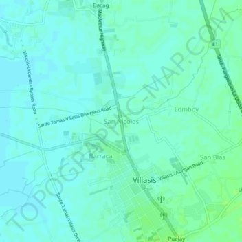 Topografische Karte San Nicolas, Höhe, Relief