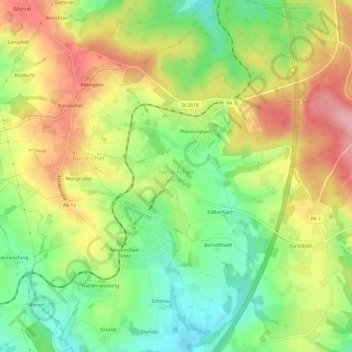 Topografische Karte Neukirchen am Inn, Höhe, Relief