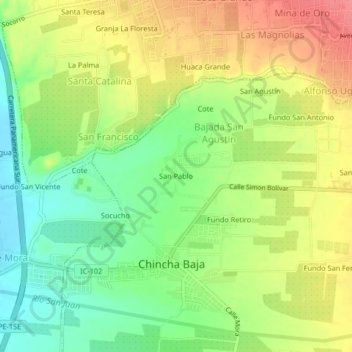 Topografische Karte San Pablo, Höhe, Relief