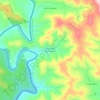Topografische Karte Linha Irineu Bornausen, Höhe, Relief