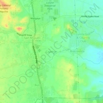 Topografische Karte Capehan, Höhe, Relief
