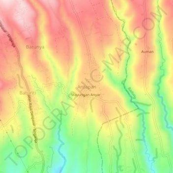 Topografische Karte Antapan, Höhe, Relief