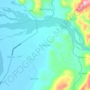 Topografische Karte Capoyuan, Höhe, Relief