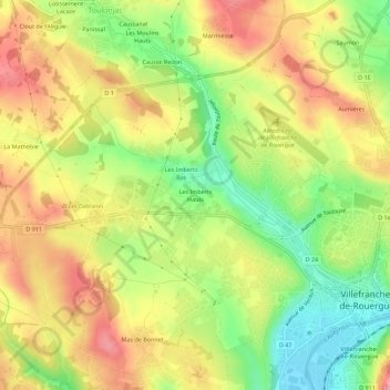 Topografische Karte Les Imberts Hauts, Höhe, Relief