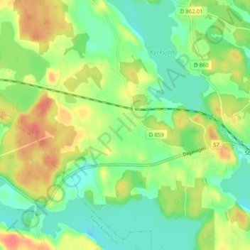 Topografische Karte Äspetorp, Höhe, Relief
