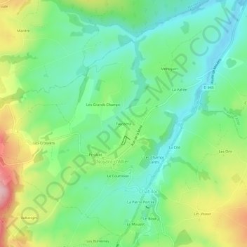 Topografische Karte Faussera, Höhe, Relief