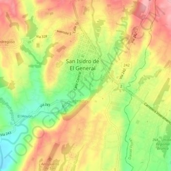 Topografische Karte Barrio Los Reyes, Höhe, Relief