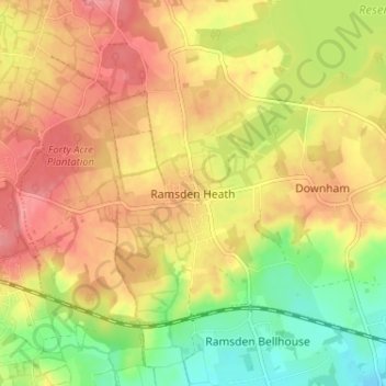 Topografische Karte Ramsden Heath, Höhe, Relief