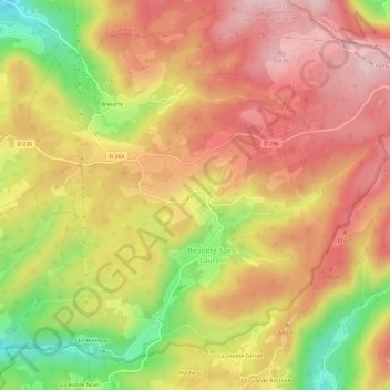 Topografische Karte La Bachetey, Höhe, Relief