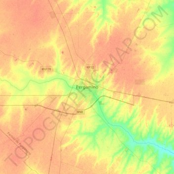 Topografische Karte Pergamino, Höhe, Relief