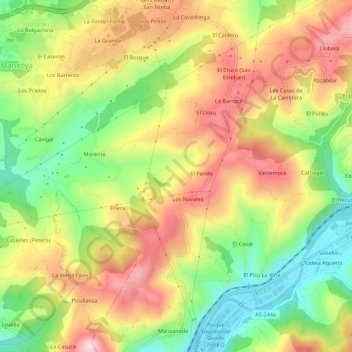 Topografische Karte Pederne, Höhe, Relief