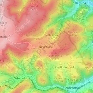 Topografische Karte Gösselsdorf, Höhe, Relief