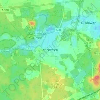Topografische Karte Atterwasch, Höhe, Relief