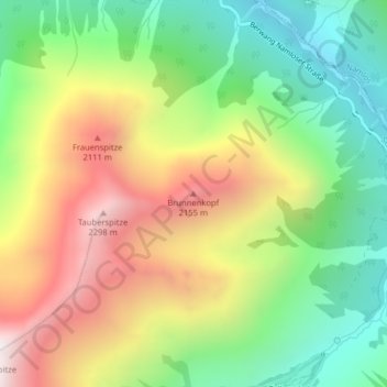 Topografische Karte Brunnenkopf, Höhe, Relief