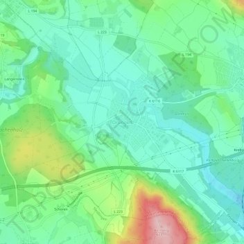 Topografische Karte Orsingen, Höhe, Relief