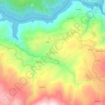 Topografische Karte Ruivães, Höhe, Relief