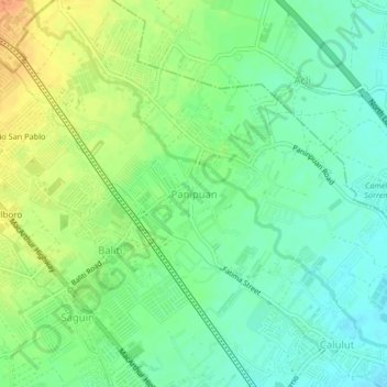 Topografische Karte Panipuan, Höhe, Relief