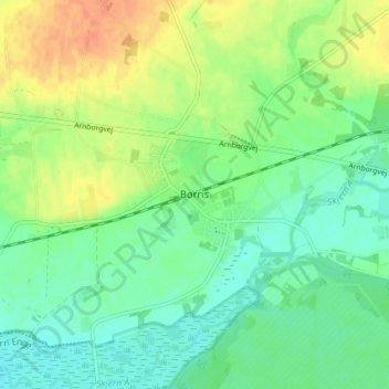 Topografische Karte Borris, Höhe, Relief