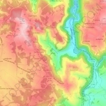 Topografische Karte Le Lac, Höhe, Relief