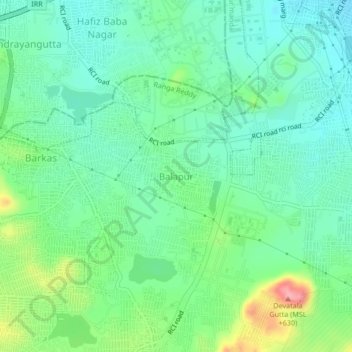 Topografische Karte Balapur, Höhe, Relief