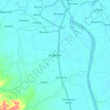 Topografische Karte Bugallon, Höhe, Relief