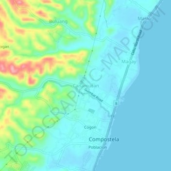Topografische Karte Canamucan, Höhe, Relief